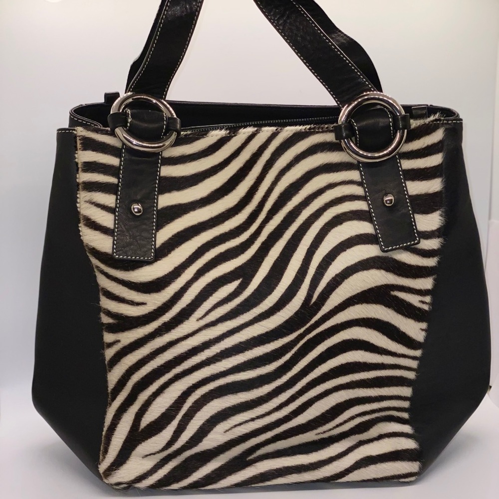 PUNTOTRES ZEBRA PRINT PONY HAIR BAG